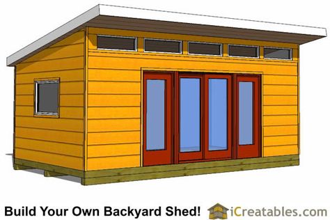 12x20 modern studio shed plan front 12x24 Shed, 12x20 Shed Plans, Tree Cabin, Shed Roof Design, Tiny Workshop, Shed Design Plans, Cool Sheds, Shed Floor Plans, Shed Designs