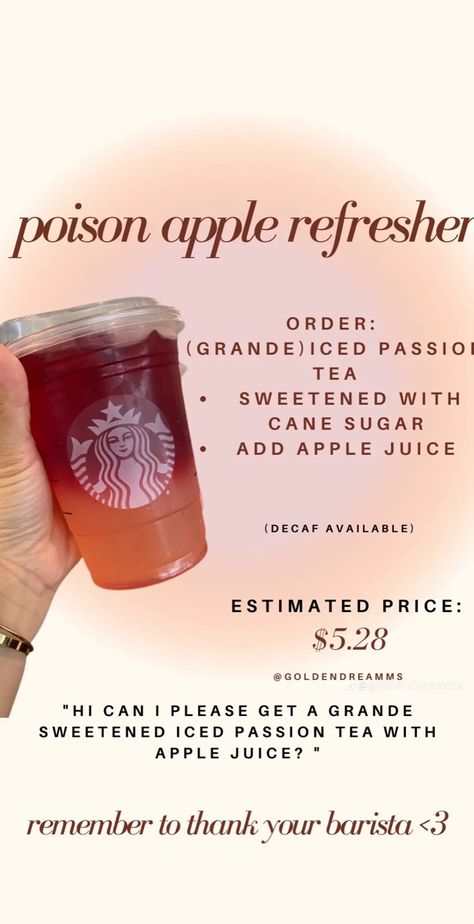 Sleepy Drinks, Starbucks Tea Drinks, Starbucks Treats, Starbucks Drink Menu, Starbucks Hacks, Starbucks Secret Menu Recipes, Cold Starbucks Drinks, Starbucks Orders, Starbucks Drinks Diy