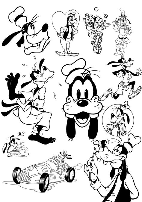 Goofy Tattoos Disney, Disney Goofy Tattoos, Goofy Tattoos Ideas, Goofy Sketch, Goofy Tattoos, Disney Characters Goofy, Cartoon Tattoo Ideas, Drawing Disney, Goofy Disney