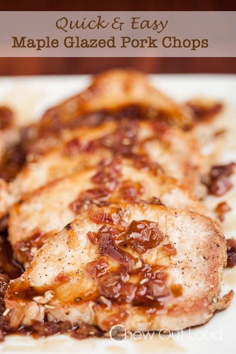 Quick 'n Easy Maple Glazed Pork Chops | Chew Out Loud Maple Pork Chops, Maple Glazed Pork Chops, Slow Cooker Pork Loin, Mustard Pork Chops, Easy Pork Chops, Easy Pork Chop Recipes, Glazed Pork Chops, Glazed Pork, Maple Glaze