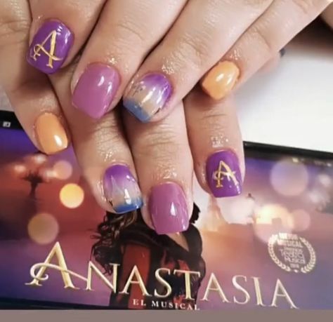 Musical Theatre Nail Art, Anastasia Nails Disney, Broadway Nail Art, Anastasia Nails, Broadway Anastasia, Tv Nails, Anastasia Art, Anastasia Broadway, Broadway Nails