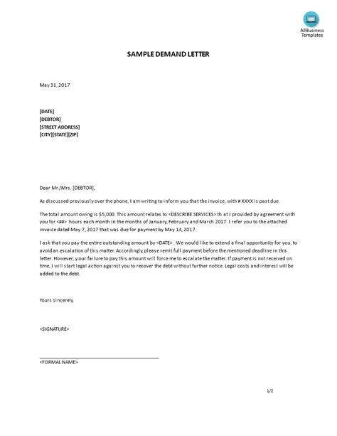 Letter of Demand sample - How to write a Letter of Demand? Download this Letter of Demand sample for example if a payment is past due and you need to make a formal demand statement. Demand Letter For Payment, Daycare Office, Business Letter Template, Free Cover Letter, Letter Templates Free, Collection Letter, Business Letter, Business Writing, Writing Templates