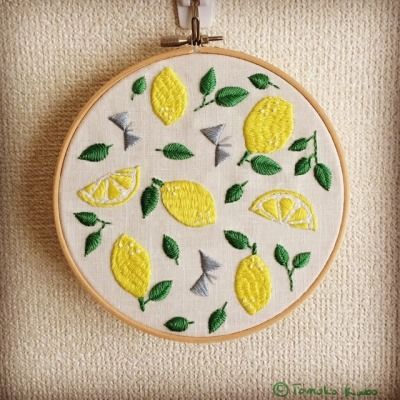 Fruit Embroidery Patterns Design, Lemon Embroidery Pattern, Fruit Embroidery, Embroidery Quilt, Clothes Embroidery Diy, Diy Embroidery Designs, Hand Embroidery Videos, Diy Embroidery Patterns, Pola Kristik