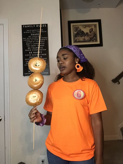 T-Bo Halloween Costume #icarlycostume #icarly #tbo #grovysmoothie Tbo Halloween Costume, Funny Character Halloween Costumes, Icarly Costume, Tb Costume, Halloween Costume Outfits Couple, Icarly Costumes Halloween, Icarly Tbo Halloween Costume Ideas, Hubie Halloween Costume, Bagel Guy From Icarly Costume