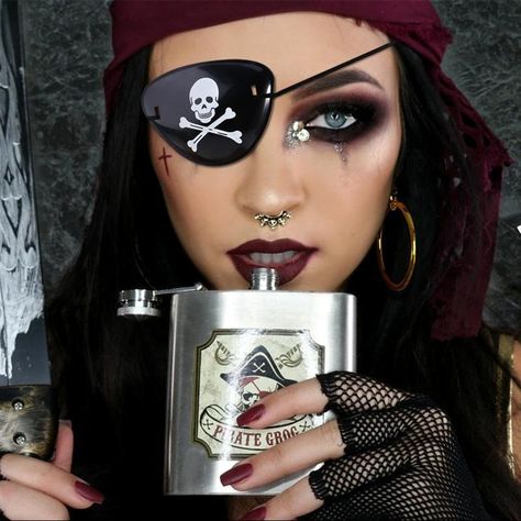 Halloween Costumes and Props Pirate Eye Patch One Eyed Person Skull Eye Mask Pirate Makeup Women, Gasparilla Tampa, Costumes With Masks, Pirate Makeup, Pirate Eye Patch, Witches Night, Pirate Eye, Costume Pirate, Pirate Eye Patches