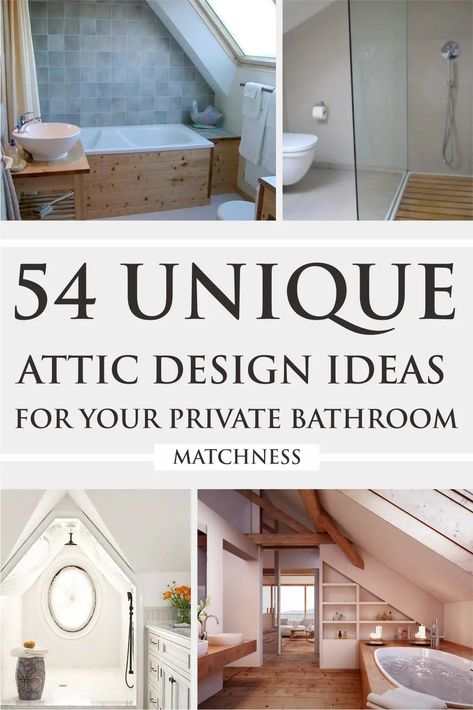 54 Unique Attic Design Ideas for Your Private Bathroom - Matchness.com Small Attic Bathroom Sloped Ceiling, Angled Ceiling Bathroom, Attic Bathroom Ideas Slanted Ceiling, Slanted Ceiling Bathroom, Loft Bathroom Ideas, Attic Bathrooms, Sloped Ceiling Bathroom, Cottage Bathroom Design Ideas, Attic Master Suite