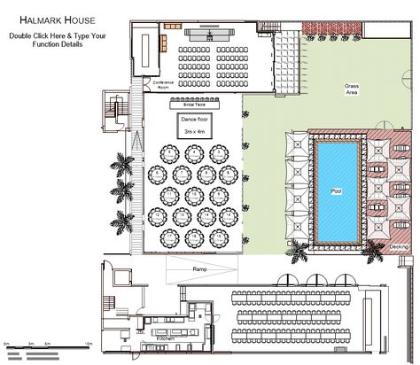 Events Place Design Exterior, Banquet Hall Plan Layout Design, Banquet Hall Plan, Multipurpose Hall Plan Layout, Marriage Hall Plan Layout, Event Center Floor Plans, Marriage Lawn Design, Event Floor Plan, Small Wedding Hall