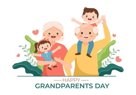 Happy grandparents day cute cartoon illu... | Premium Vector #Freepik #vector #very-old-granny #grandparents #grand-father #grandfather Happy Grandparents Day Image, Grandchildren Pictures, Grandparents Day Cards, 25th Wedding Anniversary Invitations, Cute Cartoon Illustration, Cartoon Grandma, Grand Father, Engagement Invitation Cards, Happy Grandparents Day