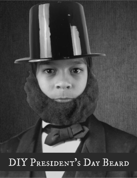 DIY Beard: Easy Costume Tutorial - Morena's Corner Abe Lincoln Costume, Diy Beard, Beard Shapes, Easy Costume, Abe Lincoln, Costume Tutorial, Easy Costumes, Presidents Day, Wearing A Hat