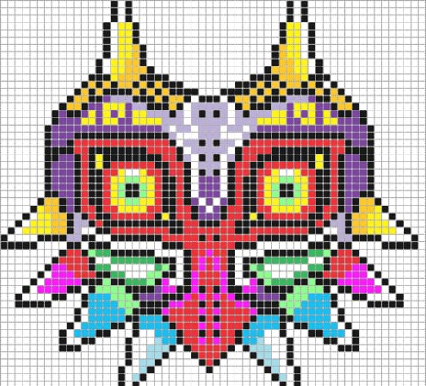 Pixel Art Love, Majoras Mask Art, Alpha Crochet, Mystery Skulls, Pearl Beads Pattern, Pixels Art, Pixel Crochet, Pixel Art Grid, Majoras Mask