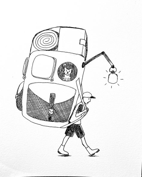 Inktober prompt 1: BACKPACK • • • #backpack #inktoberbackpack #inktober #inktober2024 Backpack Illustration, Quick Saves