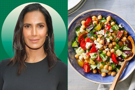 Eating Well Recipes, January Blues, Chickpea Salad Recipes, Padma Lakshmi, Tapas Recipes, Pea Salad, Easy Dinner Recipe, Big Salad, Chickpea Recipes