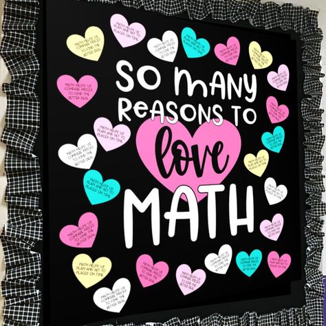 Math Door Decorations, February Bulletin Boards, Valentine Bulletin Boards, Math Bulletin Boards, Valentines Day Bulletin Board, Math Classroom Decorations, Math Valentines, Winter Bulletin Boards, Math Boards