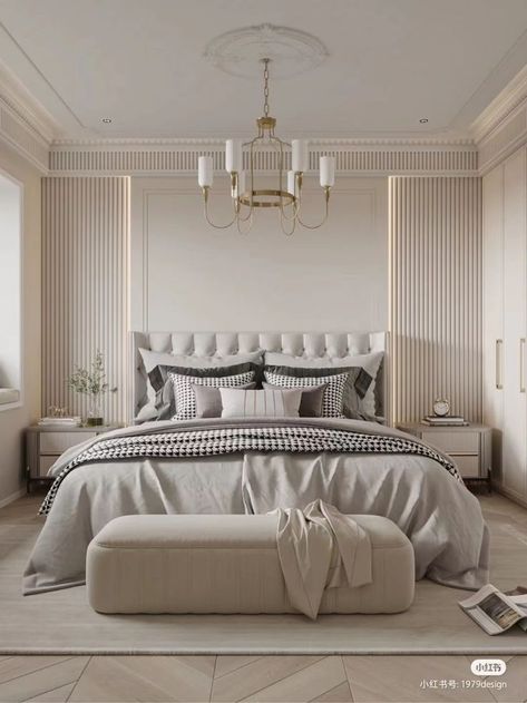 Bedroom White Aesthetic, Contemporary Bedroom Design Luxury, American Classic Bedroom, Hotel Room Design Bedrooms, Modern Classic Bedroom Design, Stylish Bedroom Ideas, Bathrooms Showers, Bathroom Tv, Home Renovation Ideas