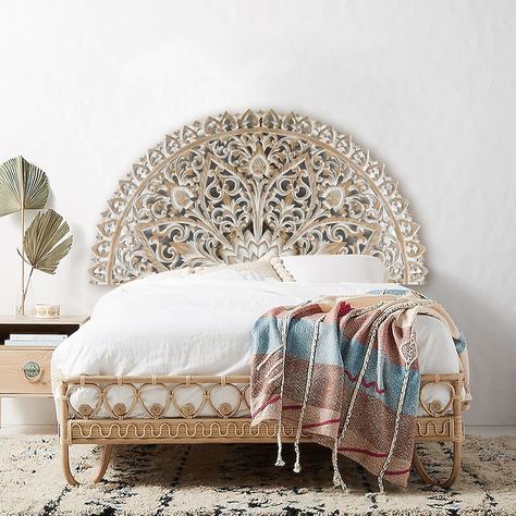 Mediterranean Boho, Hampton Style Home, Moon Mandala, Hampton Style, Bed Headboard, Half Moon, Headboards For Beds, Bed Design, Queen Size