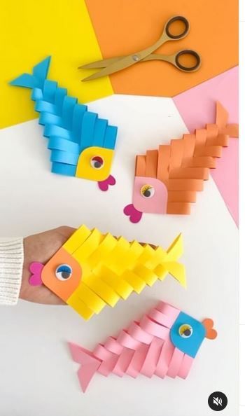 Paper Fish Craft, Crochet Artwork, Fish Paper Craft, Montessori Crafts, Fish Craft, Paper Fish, 5 Min Crafts, Fish Crafts, Summer Activity