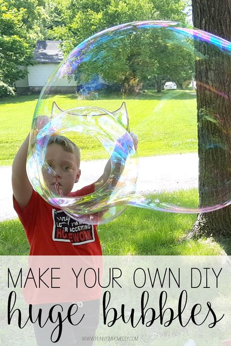 Have fun this summer making your own DIY bubbles. Get ideas at www.hunnyimhomediy.com | big bubbles | large bubbles | huge bubbles | bouncing bubbles | bubble snakes bubble wands | painting with bubbles | bubble recipe | bubble recipes #bubbles Large Bubbles Recipe, Giant Board Games, Bubble Recipes, Water Wednesday, Bouncing Bubbles, Diy Bubbles, Huge Bubbles, Bubble Recipe, Bubble Activities