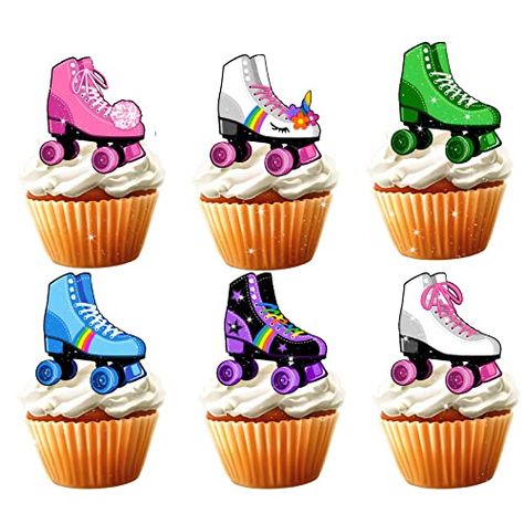 18pcs Roller Skate Cupcake Toppers for Boys Girls Baby Shower Throwback 1990s Party Favors Cupcake Decorations 90s 80s Roller Skating Happy Birthday Party Supplies Roller Skate Party Ideas, 80s Roller Skating, Skate Party Ideas, 1990s Party, Roller Skate Party, Roller Skating Party, Cupcake Decorations, Skate Party, Kids Gift Guide