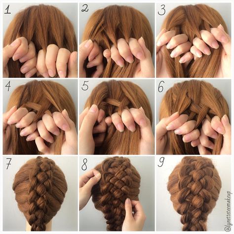 “5 Strand Dutch Pancake Braids❤️ Check out the steps below :- 1.Divide into 5 equal section 2.Take the left most section under the second one 3.Take the…” 5 Strand Dutch Braid, Five Strand Braids, French Braids Tutorial, Braids Step By Step, Cute Ponytails, French Braids, Hair Bun Tutorial, Hair And Makeup Tips, Makeup And Beauty Blog