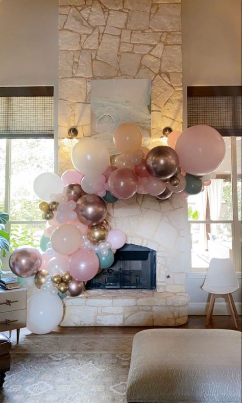 Ballon Arch On Fireplace, Fiesta Balloons Garland, Balloon Arch Behind Table, Balloon Arch Mantle, Balloon Arch On Mantle, Balloon Arch On Fireplace Mantle, Balloon Arch Fireplace Mantle, Balloon Garland Fireplace Mantle, Balloons On Mantle