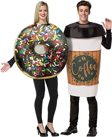 Amazon.com: Dunk It Coffee 2 Go Cup and The Get Real Chocolate Donut 2 Pack Halloween Costume Set, Adult One Size : Clothing, Shoes & Jewelry Couples Halloween Fancy Dress, Donut Halloween Costume, Two Person Costumes, Donut Costume, Chocolate Donut, Couple Halloween Costumes For Adults, Duo Costumes, Best Friend Halloween Costumes, Couples Costume