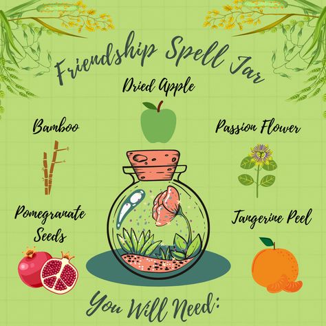 Smart Spell Jar, Happiness Jar Spell, Witchcraft Bag Spells, Best Friend Spell Jar, Family Spell Jar, Power Spell Jar, Spell Jar Friendship, Friendship Spell Jar Recipe, New Year Spell Jar