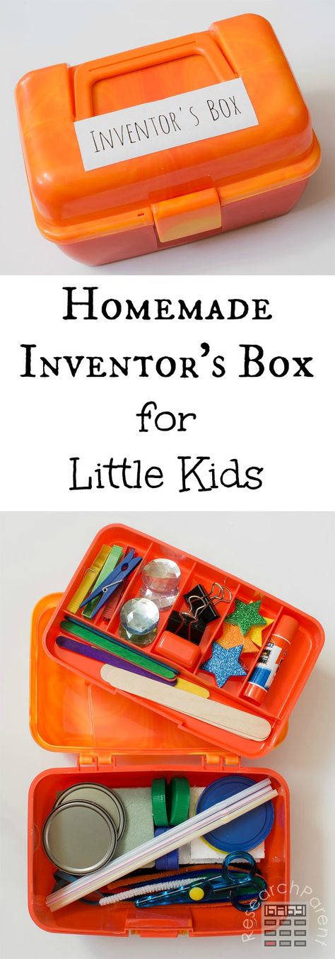 Inventor's Box/Craft Box/Tinker Kit for Little Kids (Ages 3 to 5 Years Old). Includes a List of Supplies. Makes a Great Gift for Preschoolers! via @researchparent Gift For Preschoolers, Tinker Box, Diy Popsicle, Box Craft, Bags Diy, Art And Craft Videos, Harry Potter Crafts, Inventors, Fun Craft