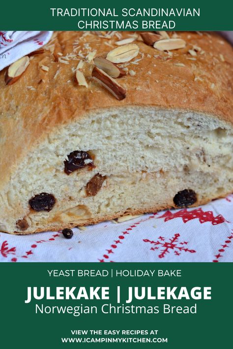 Julekake | Julekage- Norwegian Christmas Bread - I camp in my kitchen Nutella Star Bread, Christmas Bread Recipes, Scandinavian Recipes, Recipes Using Bananas, Star Bread, Norwegian Christmas, Fantastic Recipes, Holiday Bread, Christmas Bread