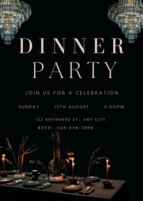 Dinner Party Invitation, Dinner Party E-vite, Dinner Party Invite, Dinner Party, Dinner Party Template Dinner And Dance Invitation, Dinner Birthday Party Invitations, Intimate Birthday Dinner Invitation, Event Dinner Ideas, Dinner Party Invitations Friends, Aesthetic Invitation Birthday, Private Party Invitation, Dinner Party Invitations Aesthetic, Fancy Dinner Decor