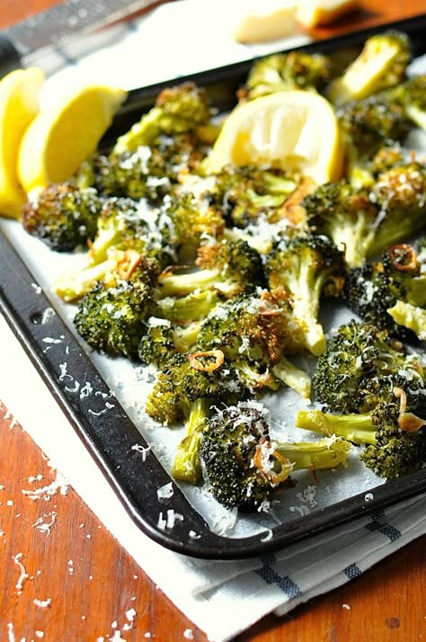 The best broccoli you will ever have! Roasted with garlic, olive oil, lemon and parmesan. So simple....it's like MAGIC! Magic Broccoli, The Best Broccoli, Best Broccoli, Parmesan Broccoli, Recipetin Eats, Garlic Olive Oil, Veggie Side Dishes, Side Recipes, Veggie Dishes