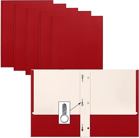 Amazon.com : Better Office Products Red Paper 2 Pocket Folders with Prongs, 50 Pack, Matte Texture, Letter Size Paper Folders, 50 Pack, with 3 Metal Prong Fastener Clips, RED : Office Products Red Office, Paper Folder, Pocket Folders, Matte Texture, Red Paper, Office Products, Letter Size, Texture, Red