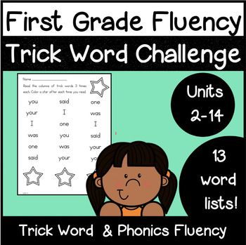 Trick word fluency practice for all Level 1 trick words!Ways to use this resource:Morning Work- Have your students use a timer and time each other.Phonics Warm-Up!Differentiated by Unit so students can work on the lists/skills that they need to.Small groupsCenters (practice trick word fluency when f... Trick Words, First Grade Phonics, Partner Reading, Word Challenge, Small Group Reading, Fluency Practice, Tricky Words, Word List, Word Games