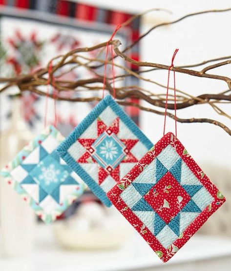 Block Ornaments, Quilt Ornaments, Color Ornaments, Sewn Christmas Ornaments, Folded Star, Sew Christmas, Quilt Christmas, Christmas Quilting, Mini Quilt Patterns