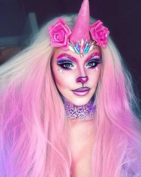 Safari Makeup, Unicorn Makeup Halloween, Halloween Make-up Looks, Unicorn Halloween Costume, Cute Halloween Makeup, Bright Makeup, Unicorn Makeup, Magical Makeup, Unicorn Halloween