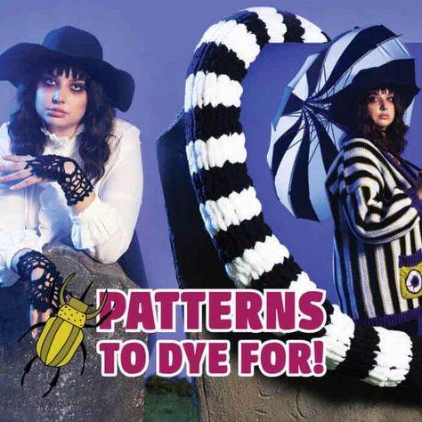 Free Crochet and Knit Patterns Inspired by Beetlejuice | The Crochet Crowd Crochet Sandworm Pattern, Beetlejuice Sandworm Crochet Pattern Free, Crochet Beetlejuice Pattern Free, Beetlejuice Crochet, The Crochet Crowd, Crochet Mittens Pattern, Crochet Hood, Hood Pattern, Strange And Unusual