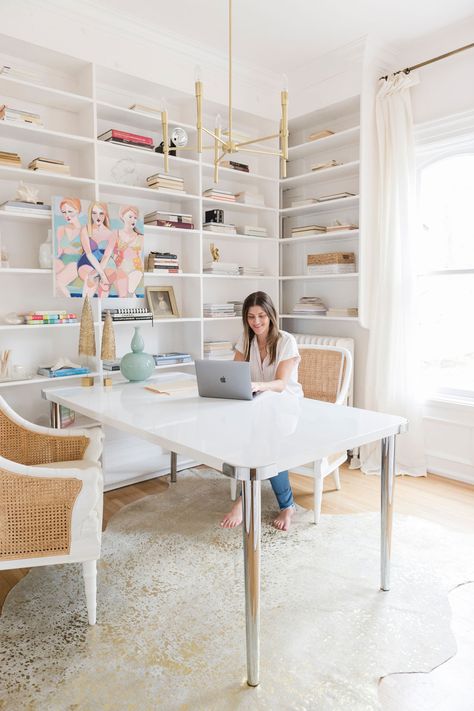 Office Reveal and 5 Reasons to Use a Dining Table as a Desk Live Edge Desk, Elegant Furniture, Household Furniture, Office Table, Home Office Design, Formal Dining Room, Home Office Decor, Office Design, Office Desk