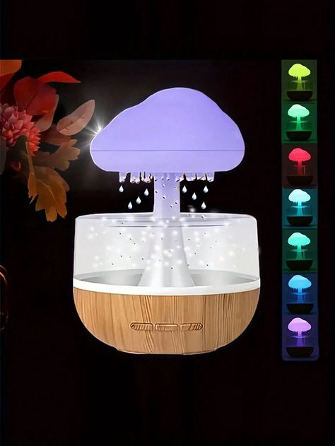 Colorful Rain Cloud Humidifier Mushroom Shape Sleep Atmosphere Lamp Raindrop Cloud Aromatherapy Machine Raindrop Mushroom Seven Color LightI discovered amazing products on SHEIN.com, come check them out! Mushroom Cloud, Portable Humidifier, Electronic Devices, Led Night Light, Motherboard, Plastic Material, Led Color, Light Source, Electronic Components