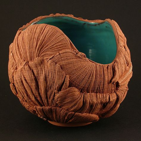 Turquoise Textured Bowl Wheel thrown and altered, terracotta clay and aquamarine glaze Textured Bowl, Textured Bowls, David Roberts, Wall Flowers, Organic Ceramics, Terracotta Clay, Garden Pottery, Ceramic Techniques, Big Ideas