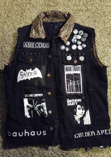 Goth Diy Jacket, Goth Battle Vest, Goth Battle Jacket, Diy Alternative Clothes, Goth Vest, Rock Vest, Deathrock Fashion, Diy Vest, Goth Jacket