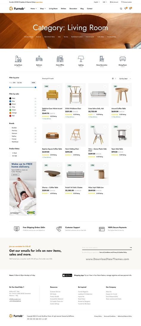 Furnob - Furniture Store WooCommerce Theme is a clean, elegant and modern design responsive premium WooCommerce WordPress theme for furniture, home decor, interior and woodwork beautiful online store professional multi-vendor eCommerce websites with 6+ niche homepage layouts, 15+ pre-designed inner pages and tons of amazing features. It is developed by KlbTheme one of the elite author on themeforest marketplace to download now & live preview click on image 👆 Woo Commerce, Footer Design, Ecommerce Websites, Furniture Website, Ecommerce Web Design, Ui Design Website, Ecommerce Website Design, Flooring Store, Fun Website Design