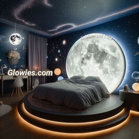 Moon Bedroom Ideas, Moon Bed, Moon Bedroom, Monique Lula, Bed Back Design, Bed Boards, Study Room Design, Kids Bed, Bed Back