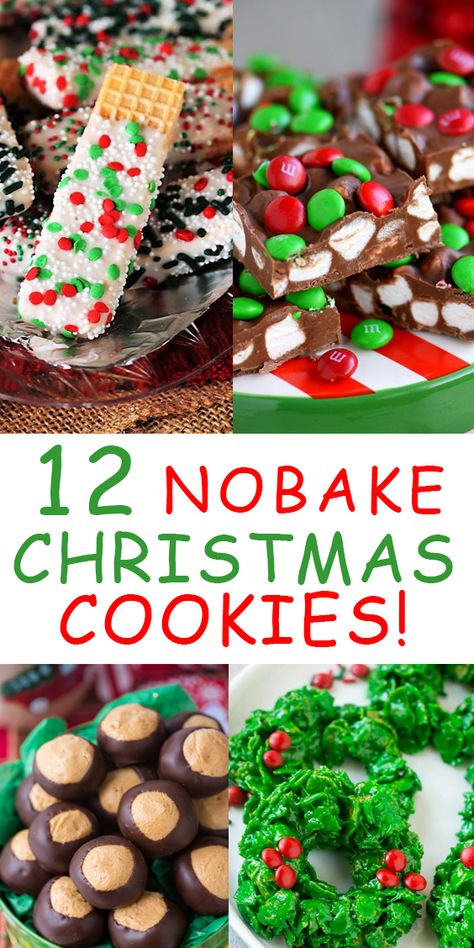 12 No Bake Christmas Cookies To Simplify Your Season - Brownie Bites Blog No Bake Christmas Cookies, Bake Christmas Cookies, No Bake Christmas, Christmas Cookies Kids, Christmas Candy Homemade, Bake Christmas, Chocolate No Bake Cookies, Christmas Baking Cookies, Xmas Candy