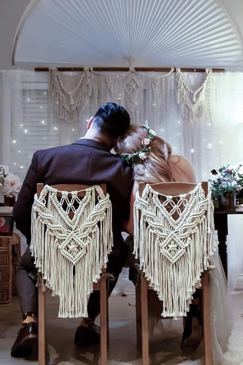 Macrame Centerpiece, Dreamcatcher Wedding, Macrame Wedding Decor, Macrame Headband, Pola Macrame, Macrame Chairs, Macrame Wedding Backdrop, Macrame Headboard, Macrame Mirror