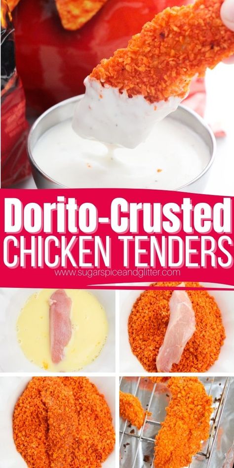 Homemade Breaded Chicken Tenders, Homemade Breaded Chicken, Dorito Chicken Tenders, Homemade Chicken Strips, Homemade Chicken Tenders, Baked Chicken Strips, Chicken Batter, Chicken Strip Recipes, Dorito Chicken