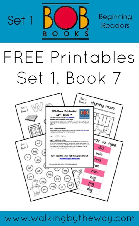 FREE BOB Book Printables for Set 1 Book 7 from Walking by the Way Bob Books Set 1, Montessori Resources, Book Printables, Phonics Printables, Bob Books, Preschool Reading, Unit Studies, Montessori School, Community Helpers