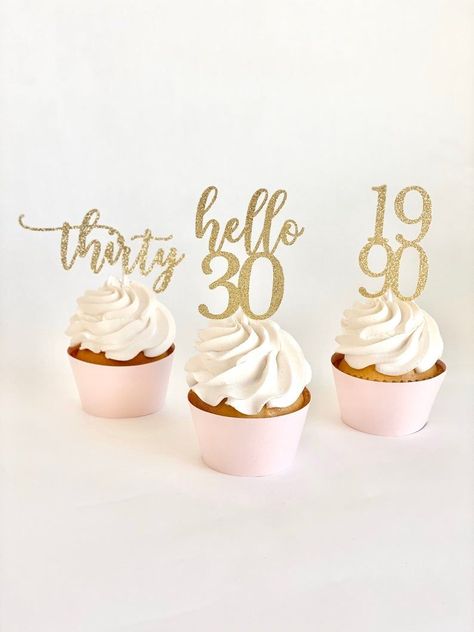 Hello 30 cupcake toppers, 30th birthday, custom age cupcake topper Hello 30 Birthday Turning 30, Hello 30 Birthday, 30th Birthday Cake For Women, 30th Birthday Cupcakes, 30th Bday Party, 30th Birthday Themes, 30th Birthday Cake Topper, 30th Birthday Bash, Hello 30