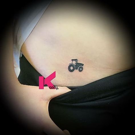 Minimalist Tractor Tattoo, Small Tractor Tattoo, Tractor Tattoo Memorial, Farm Tattoos For Women, Tractor Tattoo, Farmer Tattoo, Sisters Tattoos, Rodeo Clothes, Farm Tattoo