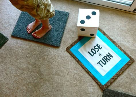 Life Size Board games - use carpet squares - different colours as well as some instructions. LH Life Size Games, Life Board Game, Board Game Themes, Library Games, Clutter Free Classroom, Board Games Diy, Life Game, Game Diy, Carpet Squares