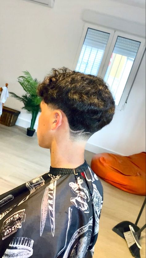 Low Taper Curly Hair Design, Design On Taper Fade, Best Edgar Haircuts, Low Mid Fade Curly Hair, Fade With Letter Design Hair, Small Taper Design, Mid Taper Fade With Design, Low Taper Back Design, Taperfade Men Straight Hair