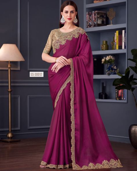 Elevate your style with our stunning party wear designer saree, complete with an unstitched blouse! Perfect for any celebration, this piece combines elegance and sophistication. Don’t miss out on making a statement at your next event! #PartyWear #DesignerSaree #UnstitchedBlouse #Fashionista #StyleInspo #SareeLove #Glamour #FestiveFashion #WeAreEffortlessly . Fabric Details Mention On Photo . Type - Unstitch Size - Up To 2xl(44) Weight - 1 Kg . 💸 Price : Inbox 📥 ✈️ Shipping Extra Reselle... Saree Engagement, Magenta Saree, Saree Bridesmaid, Sequins Saree, Bridesmaid Saree, Party Sarees, Satin Saree, Half Sleeve Blouse, Embroidery Saree